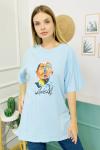 155446 Oversize Baskili Kisa Kol Tshirt